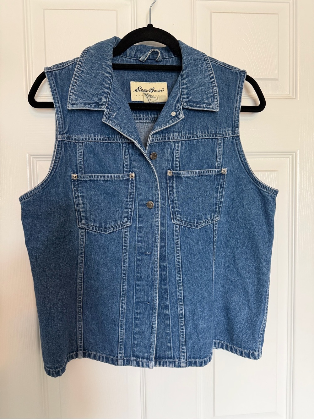 Eddie Bauer Medium Wash Denim Vest in Blue "vintage 90s" - Picture 2 of 9